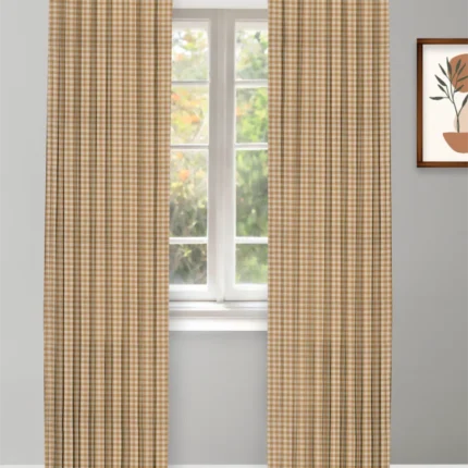 Curtains | Gingham Check - Curtain - Mustard | Curtain Avenue