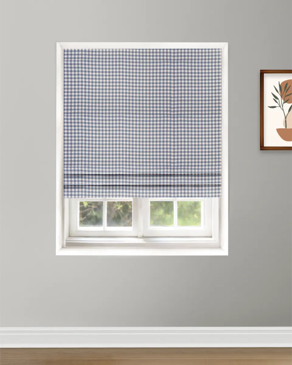 Gingham Check - Roman - Blue Gingham Check - Blue Roman Shades - Image 1