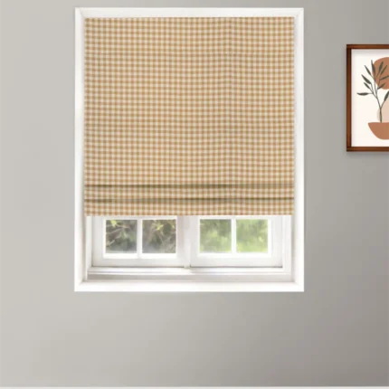 Roman Shades | Gingham Check - Roman - Mustard | Curtain Avenue