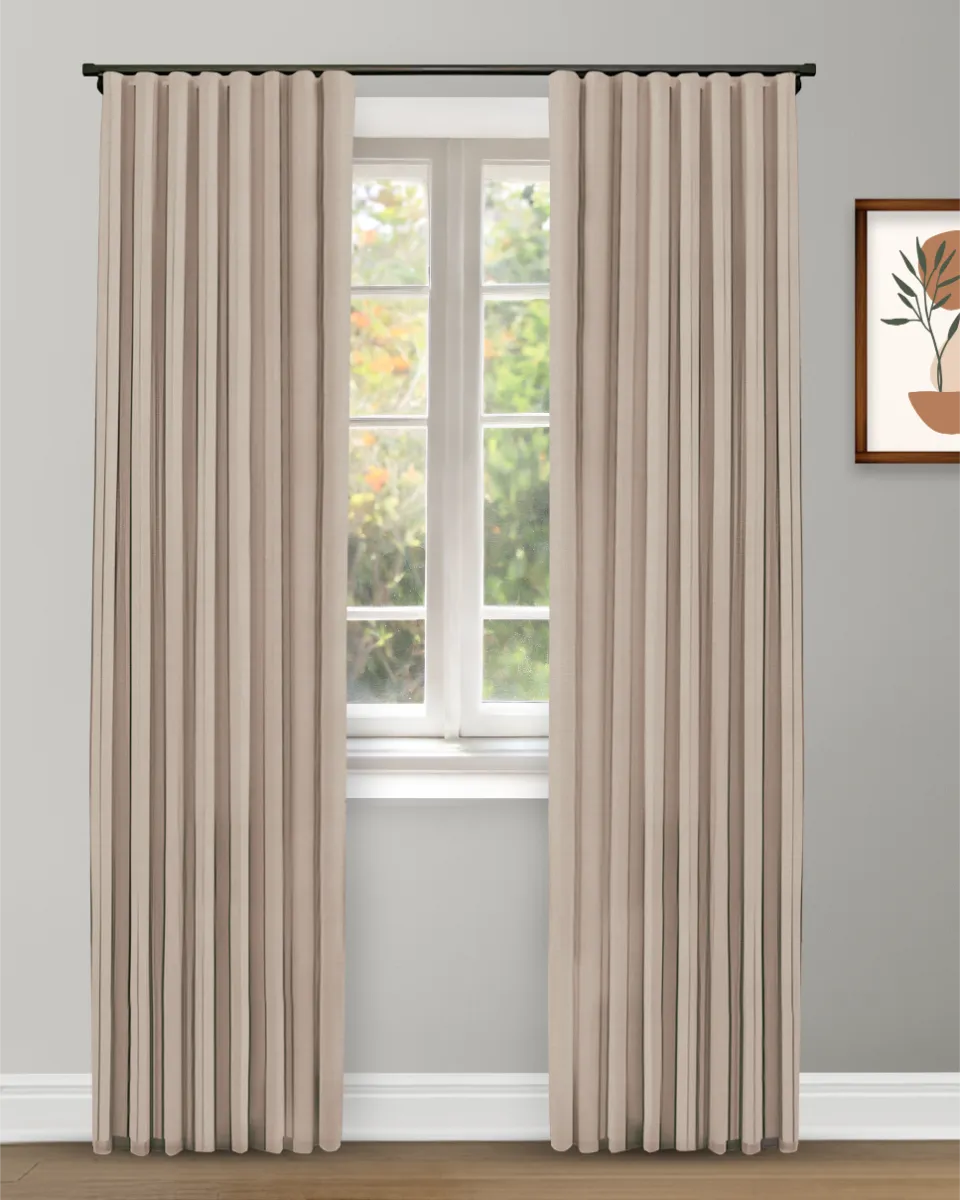 Herringbone Plains - Curtain - Bark Brown Herringbone Plains - Bark Brown Ripple Fold Drapes - Image 1