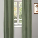 Herringbone Plains - Emerald Green Ripple Fold Drapes