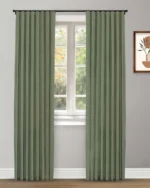 Herringbone Plains - Emerald Green Ripple Fold Drapes
