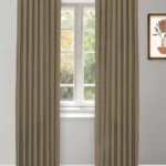 Herringbone Plains - Fossil Coffee Custom Curtains