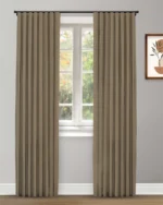 Herringbone Plains - Fossil Coffee Ripple Fold Drapes