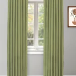 Herringbone Plains - Kiwi Green Custom Curtains