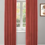 Herringbone Plains - Misty Red Ripple Fold Drapes
