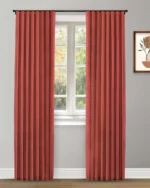 Herringbone Plains - Misty Red Ripple Fold Drapes