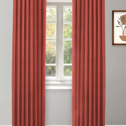 Curtains | Herringbone Plains - Curtain - Misty Red | Curtain Avenue
