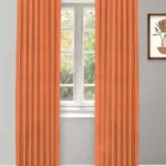 Herringbone Plains - Orange Carrot Ripple Fold Drapes