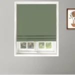Herringbone Plains - Emerald Green Roman Shades