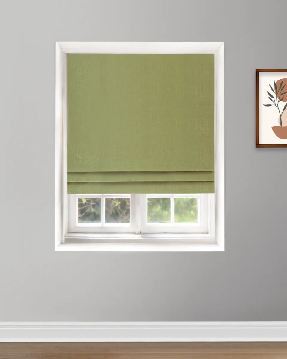 Herringbone Plains - Roman - Kiwi Green Herringbone Plains - Kiwi Green Roman Shades - Image 1