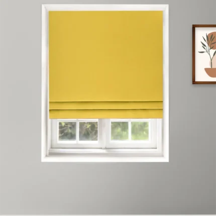 Roman Shades | Herringbone Plains - Roman - Mineral Yellow | Curtain Avenue