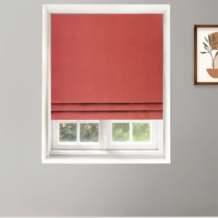 Roman Shades | Herringbone Plains - Roman - Misty Red | Curtain Avenue