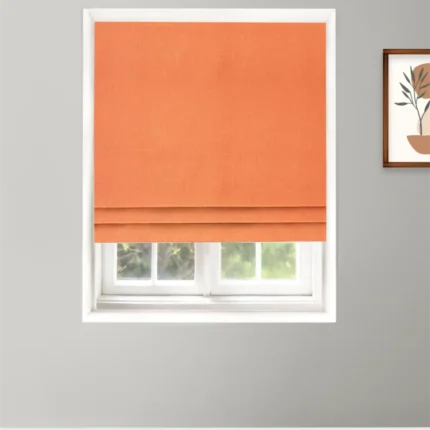 Roman Shades | Herringbone Plains - Roman - Orange Carrot | Curtain Avenue