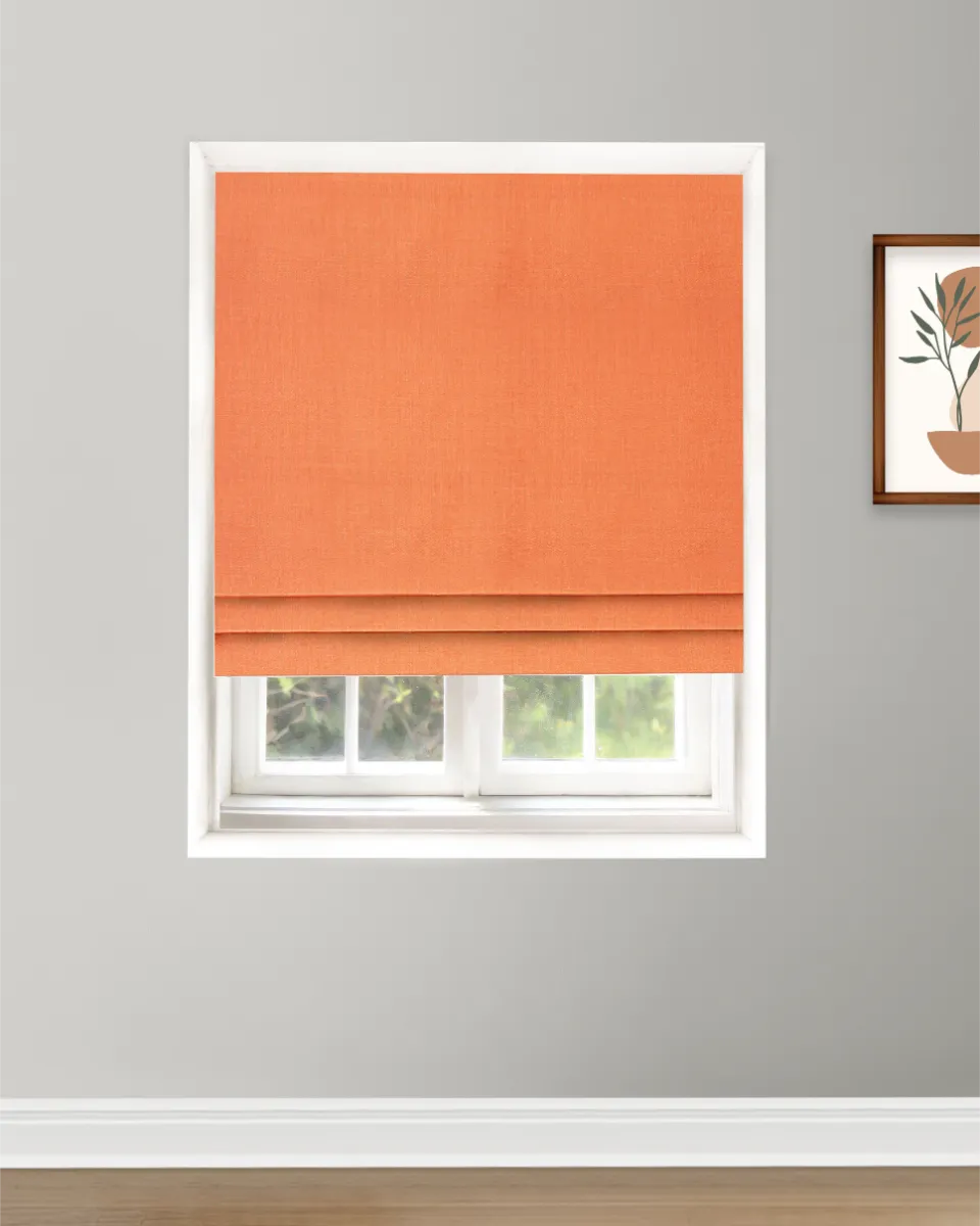 Herringbone Plains - Roman - Orange Carrot Herringbone Plains - Orange Carrot Roman Shades - Image 1
