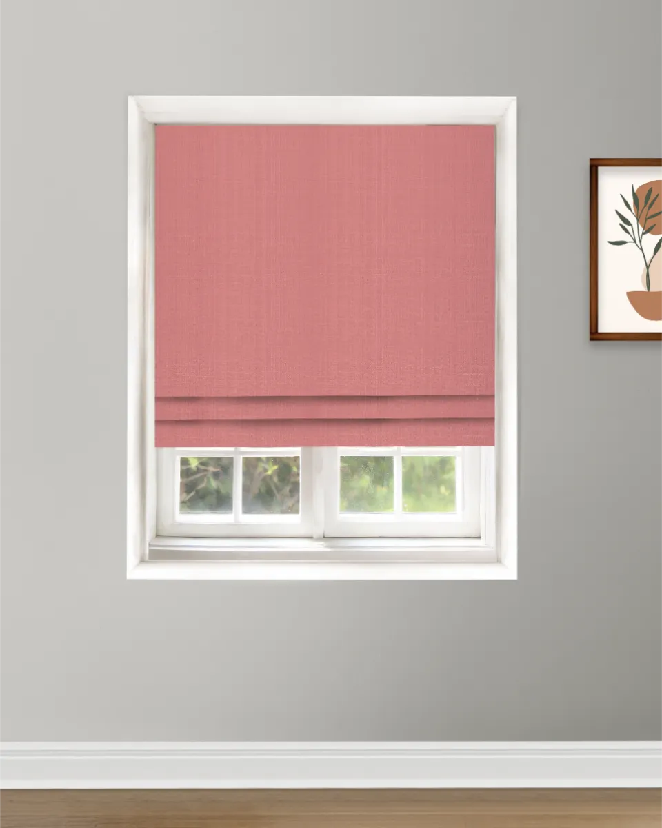 Herringbone Plains - Roman - Rose Pink Herringbone Plains - Rose Pink Roman Shades - Image 1