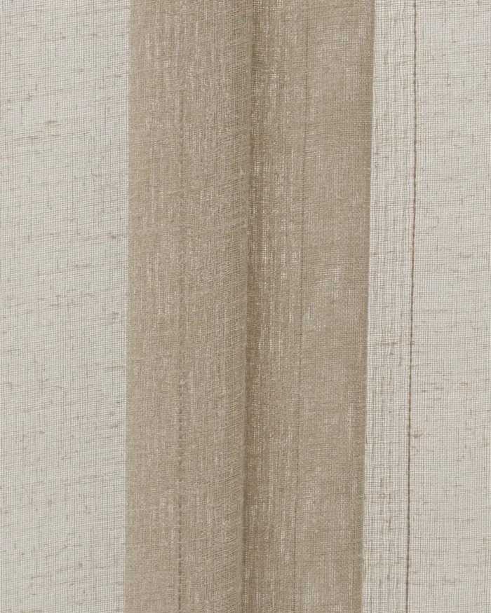 Mercer Striped Sheer Ripple Fold Curtains - Mocha - Image 2