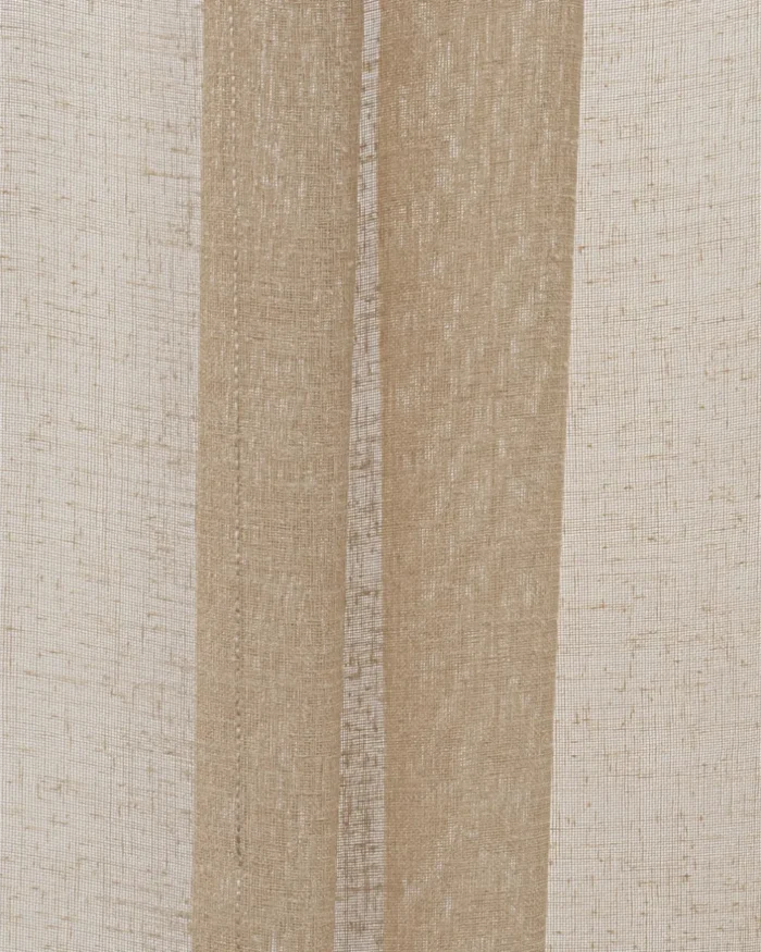 Mercer Striped Sheer Ripple Fold Curtains- Sand - Image 2