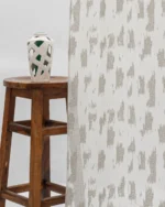 Oasis Slub Textured Sheer Ripple Fold Curtains- White/Gray