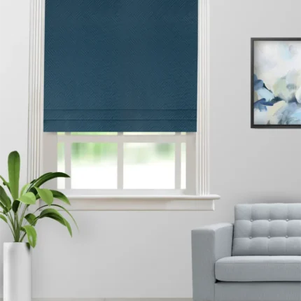 Roman Shades | Sand Bubble Navy - Roman Shade (Webp) | Curtain Avenue