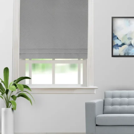 Roman Shades | Sand Bubble Slate -Roman Shade (Webp) | Curtain Avenue