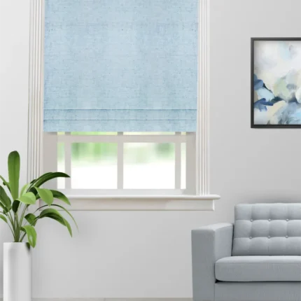 Roman Shades | Sand Texture Aqua - Roman Shade (Webp) | Curtain Avenue