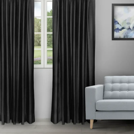 Ripple Fold Drapes | Sand Texture Black - Curtian image | Curtain Avenue