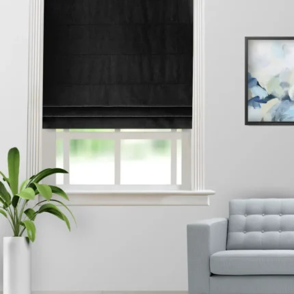 Roman Shades | Sand Texture Black - Roman Shade (Webp) | Curtain Avenue