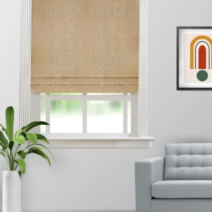 Roman Shades | Sand Texture Gold - Roman Shade (Webp) | Curtain Avenue
