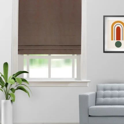 Roman Shades | Sand Texture Mocha - Roman Shade (Webp) | Curtain Avenue