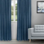 Sand Texture - Navy Blue Ripple Fold Drapes