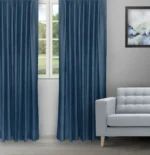 Sand Texture - Navy Blue Ripple Fold Drapes