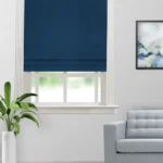 Sand Texture - Navy Blue Roman Shades
