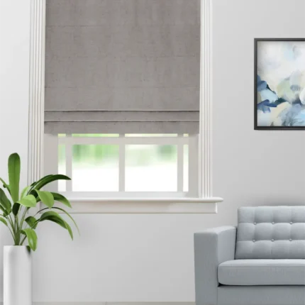 Roman Shades | Sand Texture Slate - Roman Shade (Webp) | Curtain Avenue
