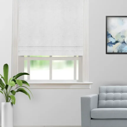 Roman Shades | Sand Texture Snow White - Roman Shade (Webp) | Curtain Avenue
