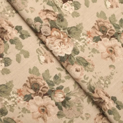Swatches | Vintage Floral Collection - Beige - Folded | Curtain Avenue