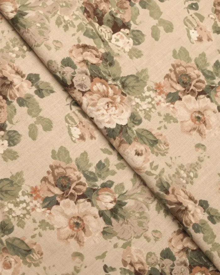 Vintage Floral Collection - Beige Custom Curtains - Image 2
