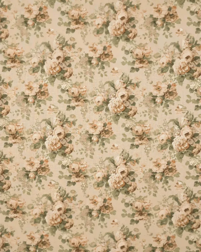 Vintage Floral Collection - Beige Custom Curtains - Image 3