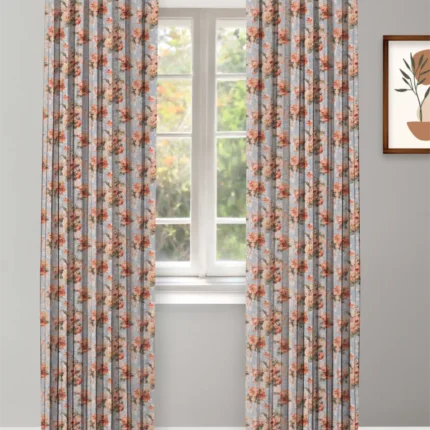 Curtains | Vintage Floral Collection -Tangerine - Curtain | Curtain Avenue