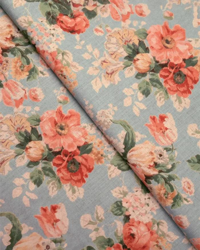 Vintage Floral Collection - Tangerine Fabric Swatch - Image 2