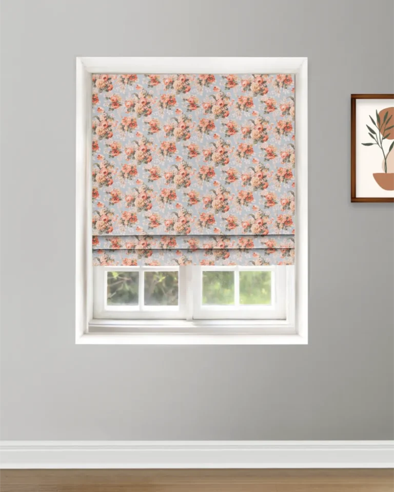 Roman Shades | Vintage Floral Collection -Tangerine - Roman Shade | Curtain Avenue