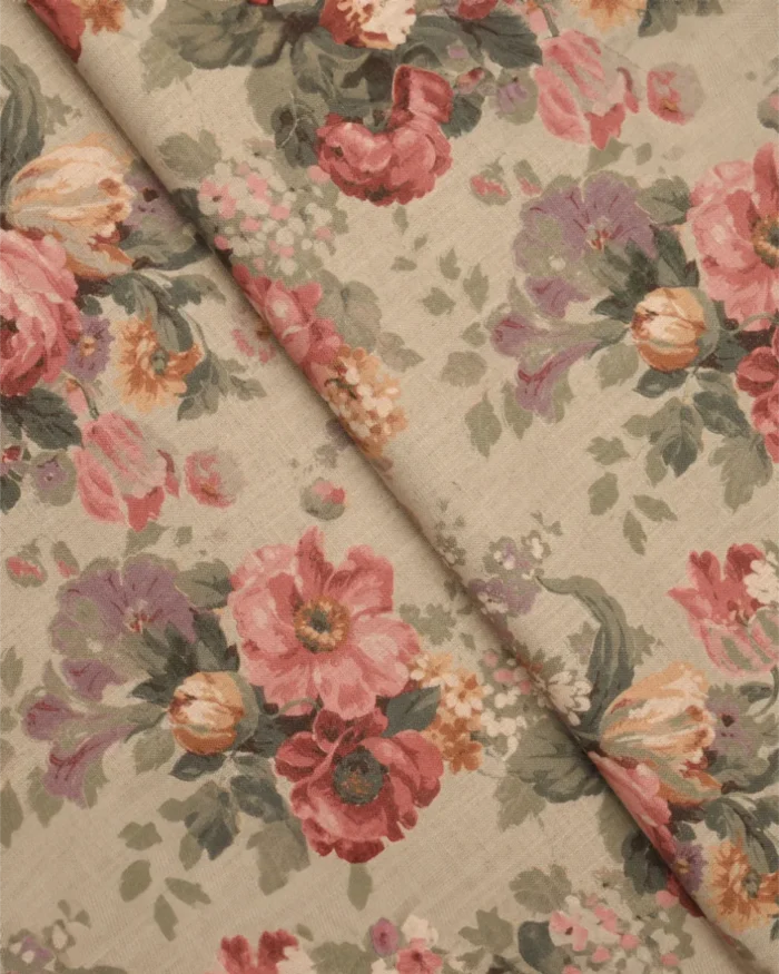 Vintage Floral Collection - Pastel Maroon Ripple Fold Drapes - Image 3