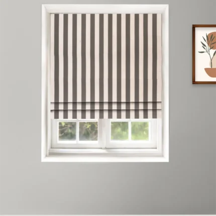 Roman Shades | Vintage Linen Stripes- Camel-Roman Shade | Curtain Avenue