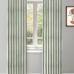 Vintage Linen Stripes - Khaki Green Custom Curtains