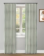 Vintage Linen Stripes - Khaki Green Custom Curtains
