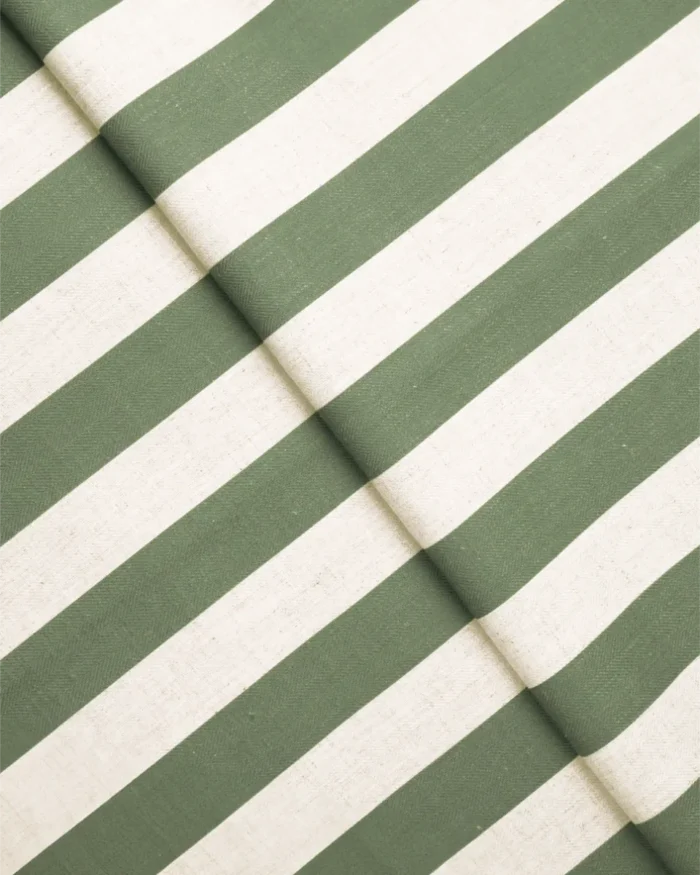 Vintage Linen Stripes - Khaki Green Fabric Swatch - Image 2
