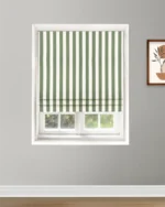 Vintage Linen Stripes - Khaki Green Roman Shades