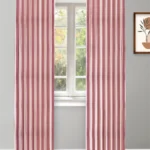 Vintage Linen Stripes - Misty Rose Ripple Fold Drapes