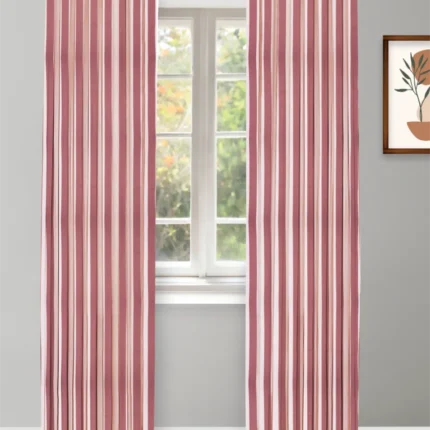 Curtains | Vintage Linen Stripes- Misty Rose-Curtain | Curtain Avenue