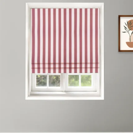Roman Shades | Vintage Linen Stripes- Misty Rose-Roman Shade | Curtain Avenue